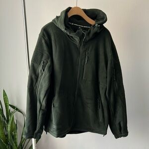 BÆRSkin MicroFleece green olive Jacket with Fleece Hood XL
